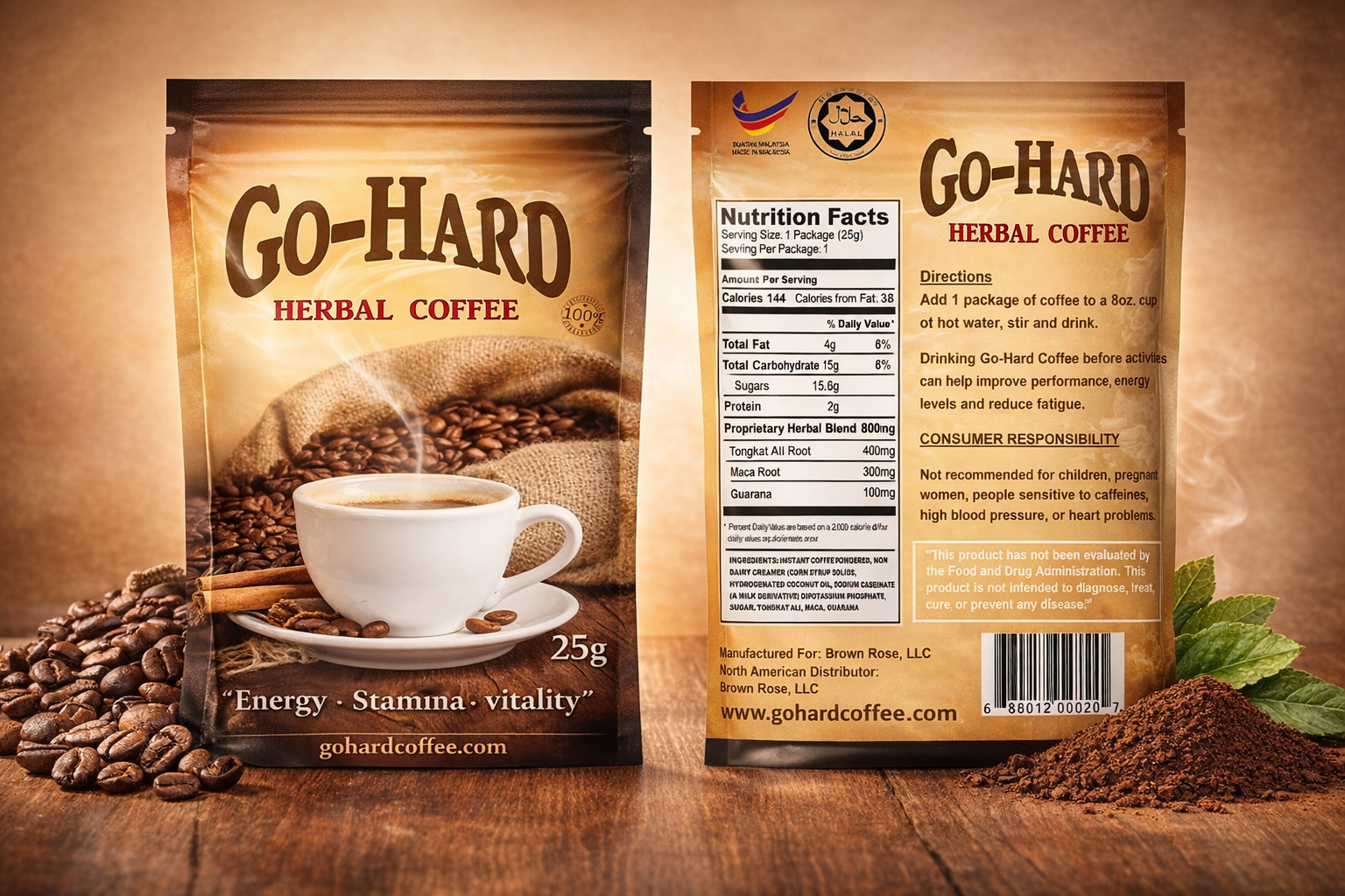 GoHard Coffee package front and back
